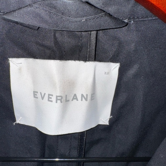 EVERLANE Black Cotton Belted Double Breasted Trench Coat Size XS Used - Picture 5 of 6